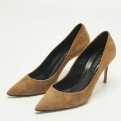 Pre Owned Casadei Brown Suede Pointed Toe Pumps Size 37.5