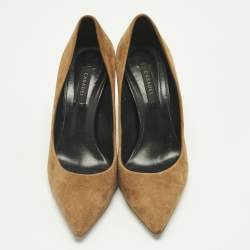 Pre Owned Casadei Brown Suede Pointed Toe Pumps Size 37.5