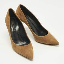 Pre Owned Casadei Brown Suede Pointed Toe Pumps Size 37.5