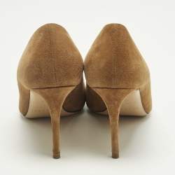 Pre Owned Casadei Brown Suede Pointed Toe Pumps Size 37.5