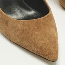 Pre Owned Casadei Brown Suede Pointed Toe Pumps Size 37.5