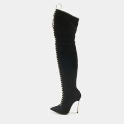 Pre Owned Casadei Black Suede Over The Knee Length Boots Size 38.5