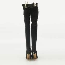 Pre Owned Casadei Black Suede Over The Knee Length Boots Size 38.5