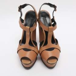 مملوكة مسبقًا Casadei Size 35 Brown Leather Platform Sandals