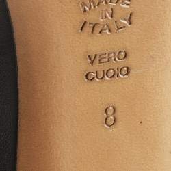 Pre Owned حذاء كعب عالي كاسادي جلد أسود/ذهبي مقدمة مفتوحة مقاس 38