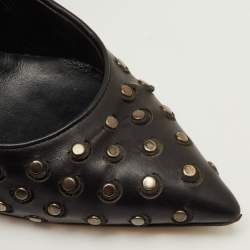 مملوكة مسبقًا Casadei Size 40.5 Black Leather Studded Pointed Toe Pumps