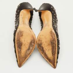 مملوكة مسبقًا Casadei Size 40.5 Black Leather Studded Pointed Toe Pumps