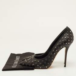 مملوكة مسبقًا Casadei Size 40.5 Black Leather Studded Pointed Toe Pumps