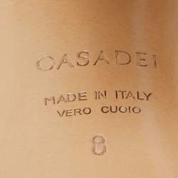 مملوكة مسبقًا Casadei Size 38 Yellow Leather and Suede Fringe Ankle Strap Sandals