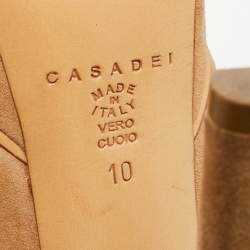 Pre Owned حذاء كعب عالي كاسادي مزين فراشات نعل سميك مقدمة مفتوحة سويدي بيج مقاس 38.5