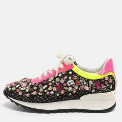 مملوكة مسبقًا Casadei Size 37 Multicolor Crystals and Lace Low Top Sneakers
