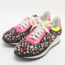 Pre Owned حذاء رياضي كاساداي بلوري متعدد الألوان ودانتيل منخفض مقاس 37