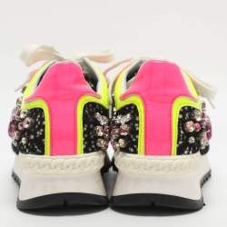 Pre Owned حذاء رياضي كاساداي بلوري متعدد الألوان ودانتيل منخفض مقاس 37