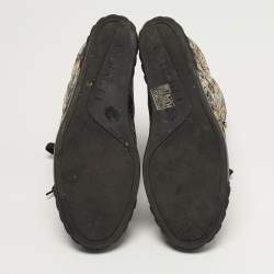 مملوكة مسبقًا حذاء رياضي كاسادي قماش جاكار مطبوع متعدد الألوان برباط وسلسلة كعب روكي مقاس 39