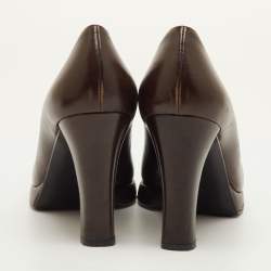 Pre Owned حذاء منصة كعب عالي كاساداي جلد بني غامق مقاس 40