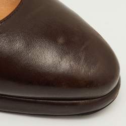 Pre Owned حذاء منصة كعب عالي كاساداي جلد بني غامق مقاس 40