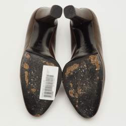 Pre Owned حذاء منصة كعب عالي كاساداي جلد بني غامق مقاس 40