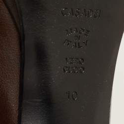 Pre Owned حذاء منصة كعب عالي كاساداي جلد بني غامق مقاس 40