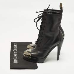 مملوكة مسبقًا Casadei Size 38.5 Black Leather Ankle Length Boots