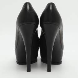 Pre Owned Casadei No Style Size 37 Black Leather Platform Pumps