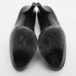 Pre Owned Casadei No Style Size 37 Black Leather Platform Pumps