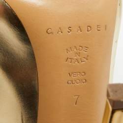 مملوكة مسبقًا Casadei Blade Size 37 Gold Leather Pointed Toe Pumps