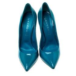 Pre Owned Casadei Blue Patent Leather Tiffany Pointed Toe Pumps Size 39
