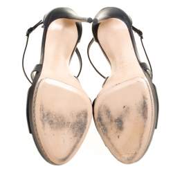 Pre Owned Casadei Black Leather Cross Strap Platform Sandals Size 39