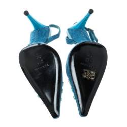 Casadei Blue Denim Pointed Toe Slingback Sandals Size 37.5