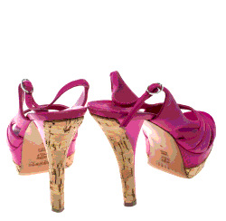 Pre Owned Casadei Pink Leather Slingback Platform Sandals Size 39