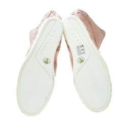 Pre Owned Casadei Pale Pink Snakeskin Embossed Leather Knee High Boots Size 39