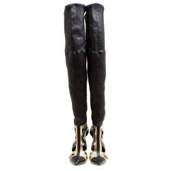 Pre Owned Casadei Multiclor Leather Cut Out Over The Knee Boots Size 40