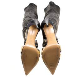 Pre Owned Casadei Multiclor Leather Cut Out Over The Knee Boots Size 40