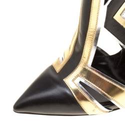 Pre Owned Casadei Multiclor Leather Cut Out Over The Knee Boots Size 40