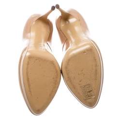 Pre Owned Casadei Beige Patent Leather Platform Pumps Size 37
