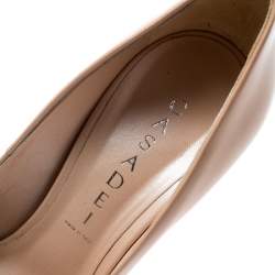 Pre Owned Casadei Beige Patent Leather Platform Pumps Size 37