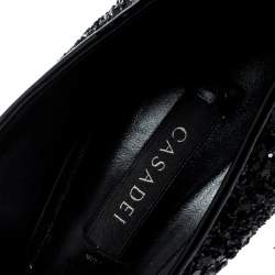 Pre Owned Casadei Black Metallic Glitter Pointed Toe Pumps 38
