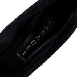 Casadei Black Suede Chain Detail Metal Cap Toe Pumps Size 38