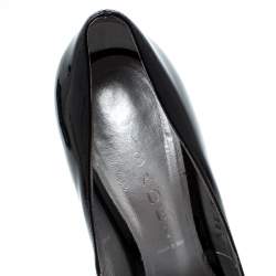 Pre Owned حذاء كعب عالي كاسادي نعل سميك جلد لامع أسود مقاس 38.5