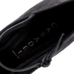 Pre Owned حذاء كعب عالي كاساديه نعل سميك ماري جين سويدي رمادي مقاس 38.5