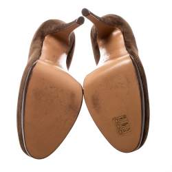 Pre Owned Casadei Brown Suede Platform Pumps Size 38.5