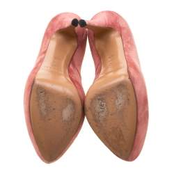 Pre Owned Casadei Pink Suede Platform Pumps Size 38.5