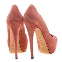Pre Owned Casadei Pink Suede Platform Pumps Size 38.5