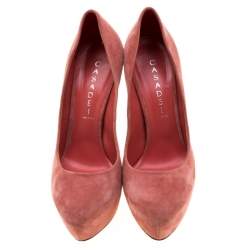 Pre Owned Casadei Pink Suede Platform Pumps Size 38.5
