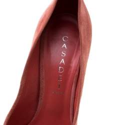 Pre Owned Casadei Pink Suede Platform Pumps Size 38.5