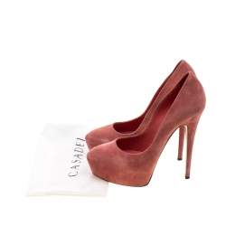 Pre Owned Casadei Pink Suede Platform Pumps Size 38.5