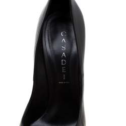 Pre Owned Casadei Black Leather Embellished Bow Platform Pumps Size 38.5