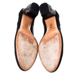 Pre Owned Casadei Black Mesh Chain Mid Heel Pumps Size 39