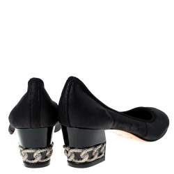 Pre Owned Casadei Black Mesh Chain Mid Heel Pumps Size 39