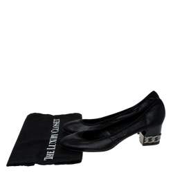 Pre Owned Casadei Black Mesh Chain Mid Heel Pumps Size 39